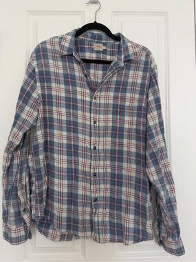 Faherty Blue and White Plaid Button-Down Shirt XL